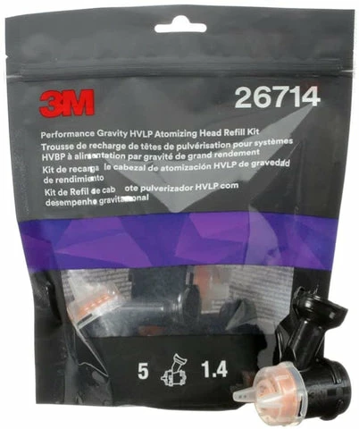 3M Performance Gravity HVLP Atomizing Head Refill Kit, 26714, Size 1.4, Orange 3 3M Performance Gravity HVLP Atomizing Head Refill Kit, 26714, Size 1.4, Orange