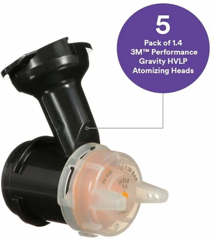 3M Performance Gravity HVLP Atomizing Head Refill Kit, 26714, Size 1.4, Orange 4 3M Performance Gravity HVLP Atomizing Head Refill Kit, 26714, Size 1.4, Orange - Image 2