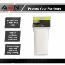 White Plastic Paint Drop Cloth 6-Pack Painting Set 9’ X 12’ Feet ABN 5832_6PACK -CANGUN1 SHOP abn 5832 6pk 4 large