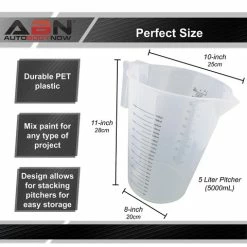 5L Paint Mixing Pitcher 3pk 5 Liter Plastic Bucket 5000mL Container ABN 809003 -CANGUN1 SHOP abn 809003 4 large