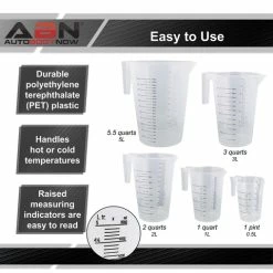 Plastic Automotive Paint Mixing Cups 5pc Measuring Mixing Pitcher Set ABN 809010 -CANGUN1 SHOP abn 809010 4 large