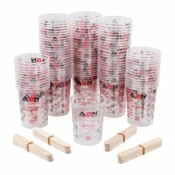 Automotive Paint Mixing Cups - 100pc 20oz Epoxy Mixing Cups And Sticks ABN 815486