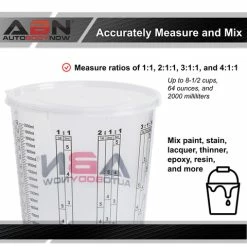 Automotive Paint Mixing Cups - 100pc 64oz Plastic Measuring Cups ABN 815509 -CANGUN1 SHOP abn 815509 3 large