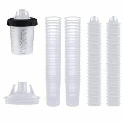 50pk 6oz Automotive Paint Mixing Cup Kit With Lids And Liners ABN 823955