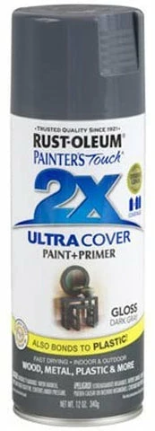 Rust-Oleum 249115 Painter's Touch 2X Ultra Cover, 12 Oz, Gloss Dark Gray 3 Rust-Oleum 249115 Painter's Touch 2X Ultra Cover, 12 Oz, Gloss Dark Gray