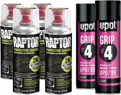 U-POL Raptor 2K Black Spray-On Truck Bedliner Aerosol #4 Grip Adhesion Kit 4883 3 U-POL Raptor 2K Black Spray-On Truck Bedliner Aerosol #4 Grip Adhesion Kit 4883